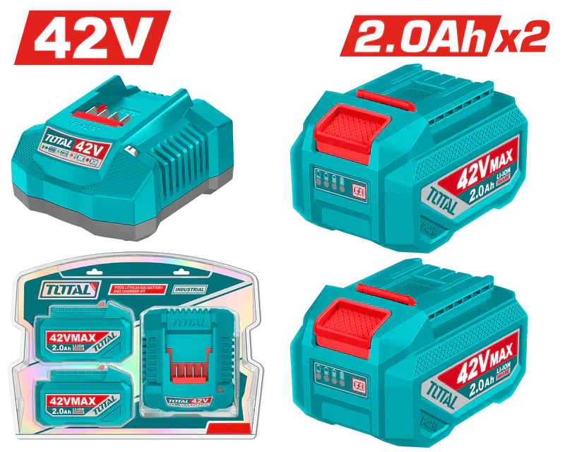 TOTAL 20V P20S Dual 2.0Ah Battery & Charger Kit TFBCPM20221 Total